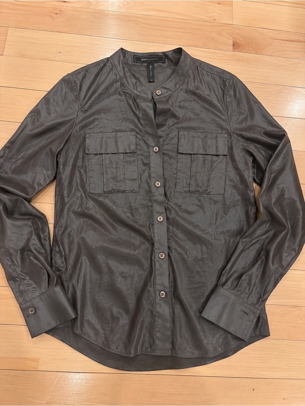 BCBGMAXAZRIA Charcoal Gray Utility Shirt Jacket XS – Long Sleeve
